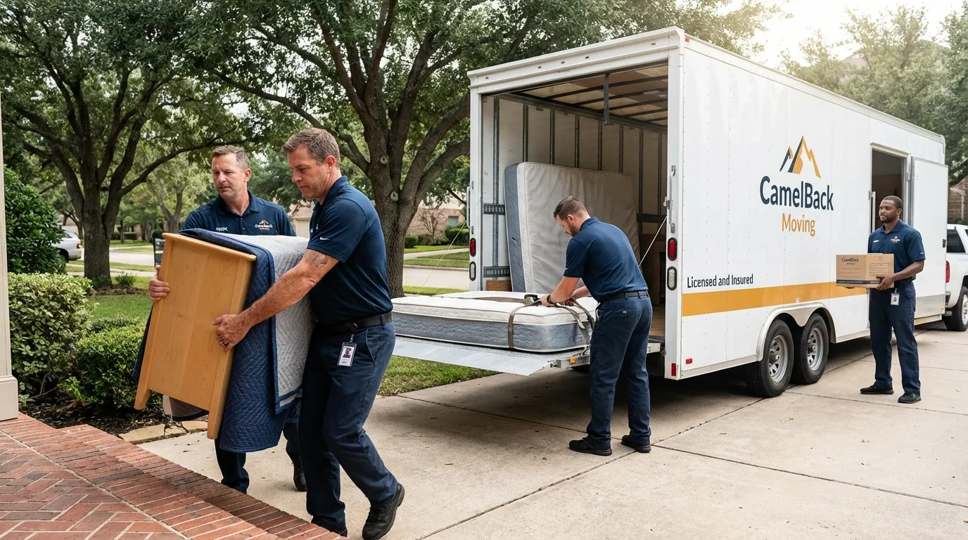 Crew loading residential truck for cross-state move from Beverly, OH