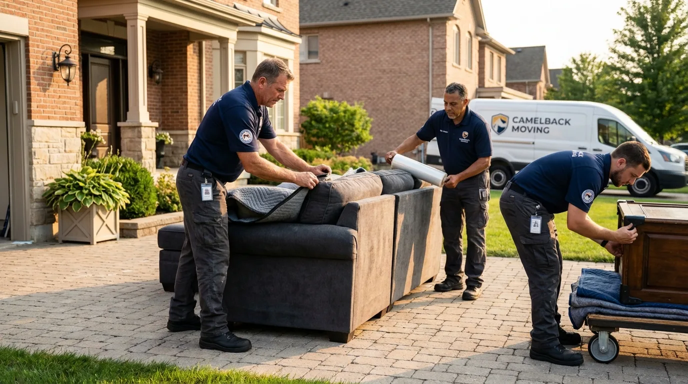 Large estate moving crew wrapping furniture in Beverly, OH